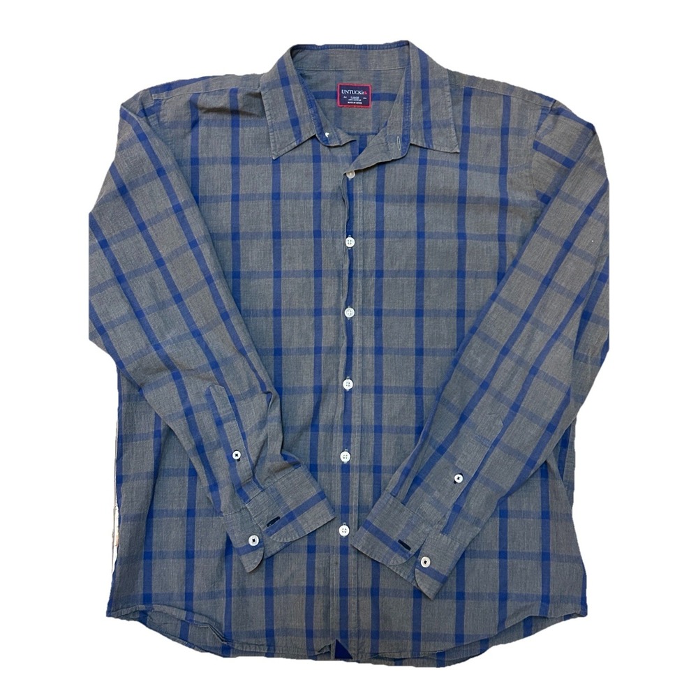 Untuckit Blue Plaid Long-Sleeve Shirt